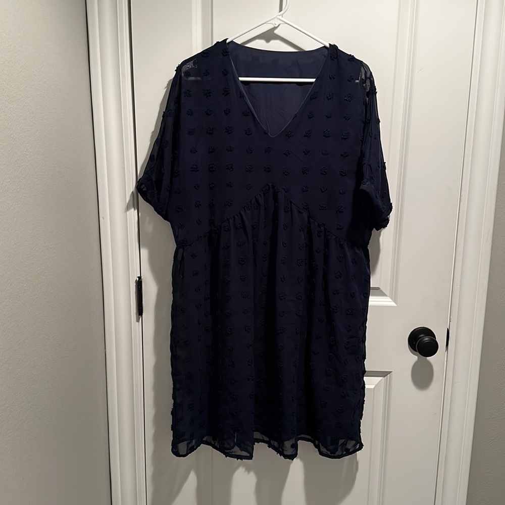Navy Swiss Dot Dress